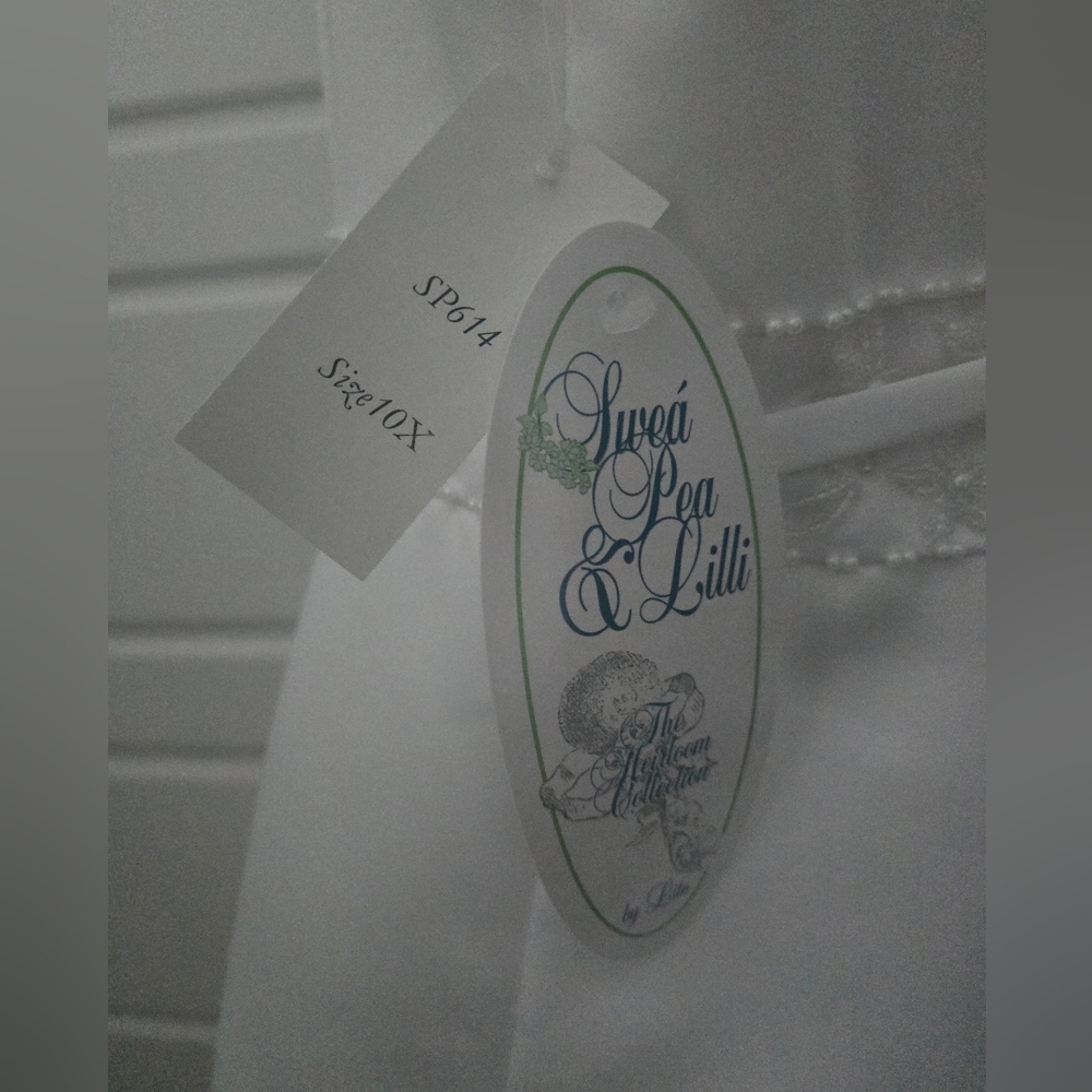 White Sleeveless Satin Girls Formal Baptism, Communion, or Flower Girl Dress - Picture 6 of 7